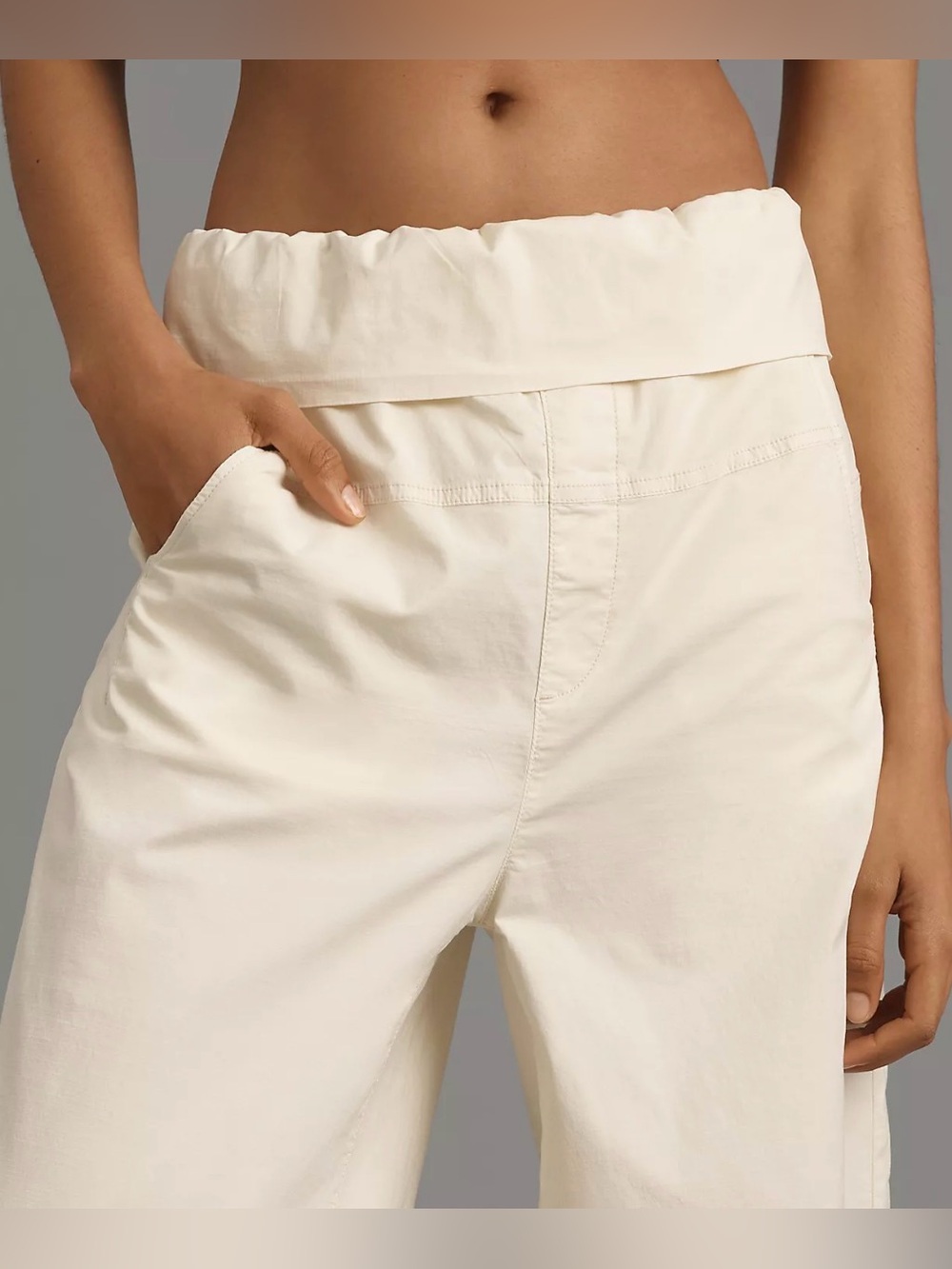 NWT ANTHROPOLOGIE Pilcro Cream Paper Bag High-Waist Bowed Leg Pants $158 NEW - Picture 3 of 11